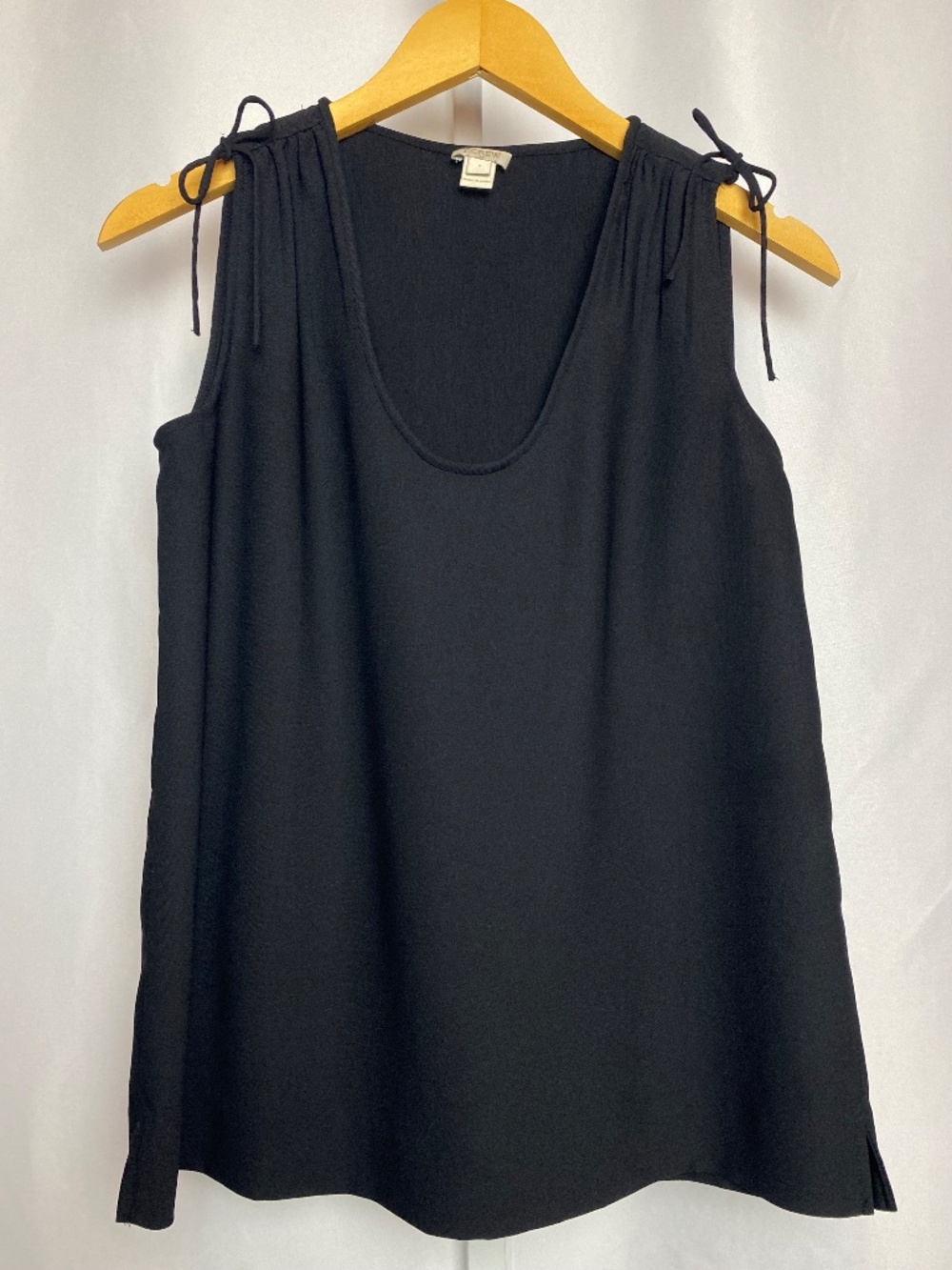 J. Crew Womenʻs Black Sleeveless Shoulder Tie U-shaped Neckline Cami Top Small